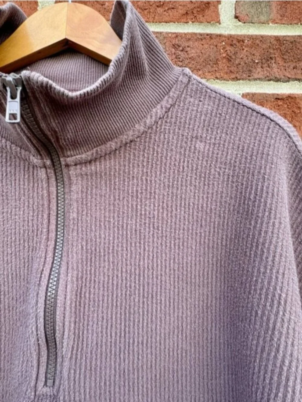 Aerie Good Vibes Corded Oversized Quarter Zip Sweatshirt XL Purple - Picture 2 of 11